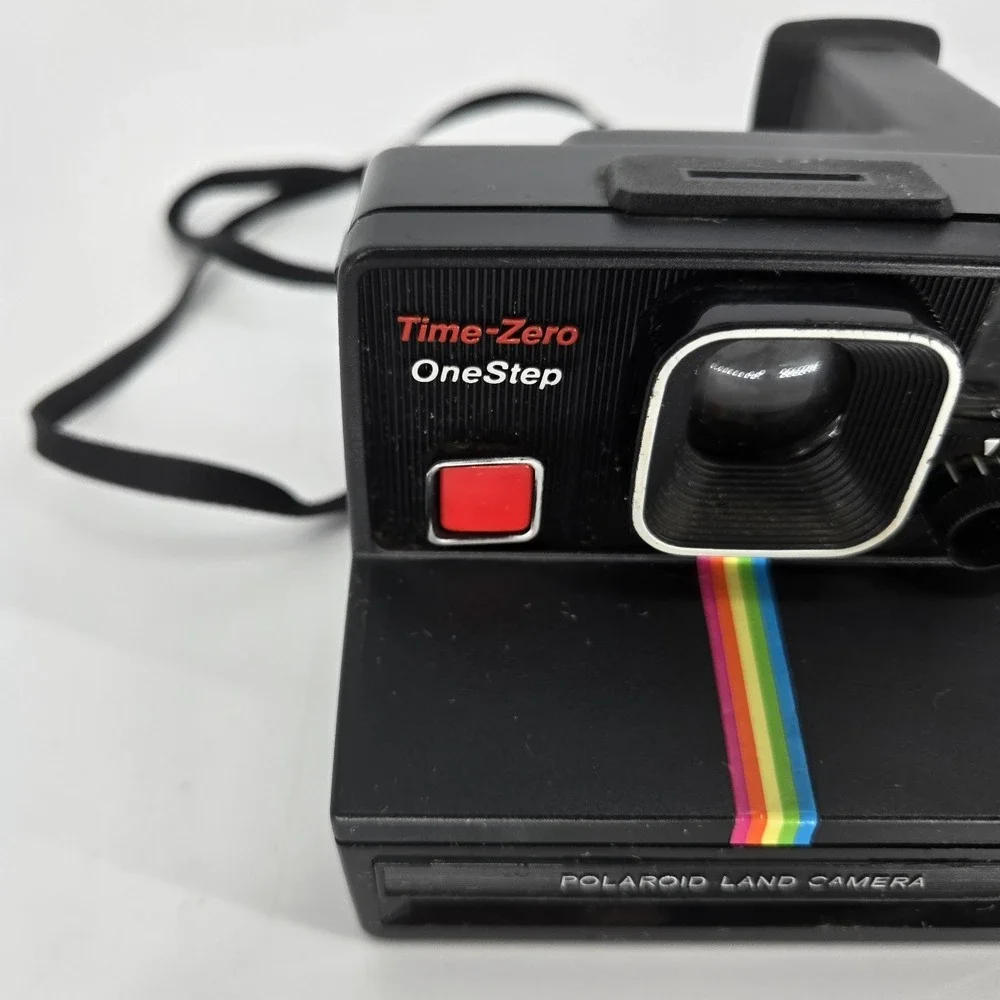 Vintage Polaroid Time-Zero‎ One Step Land Camera Rainbow Stripe w Strap Untested
